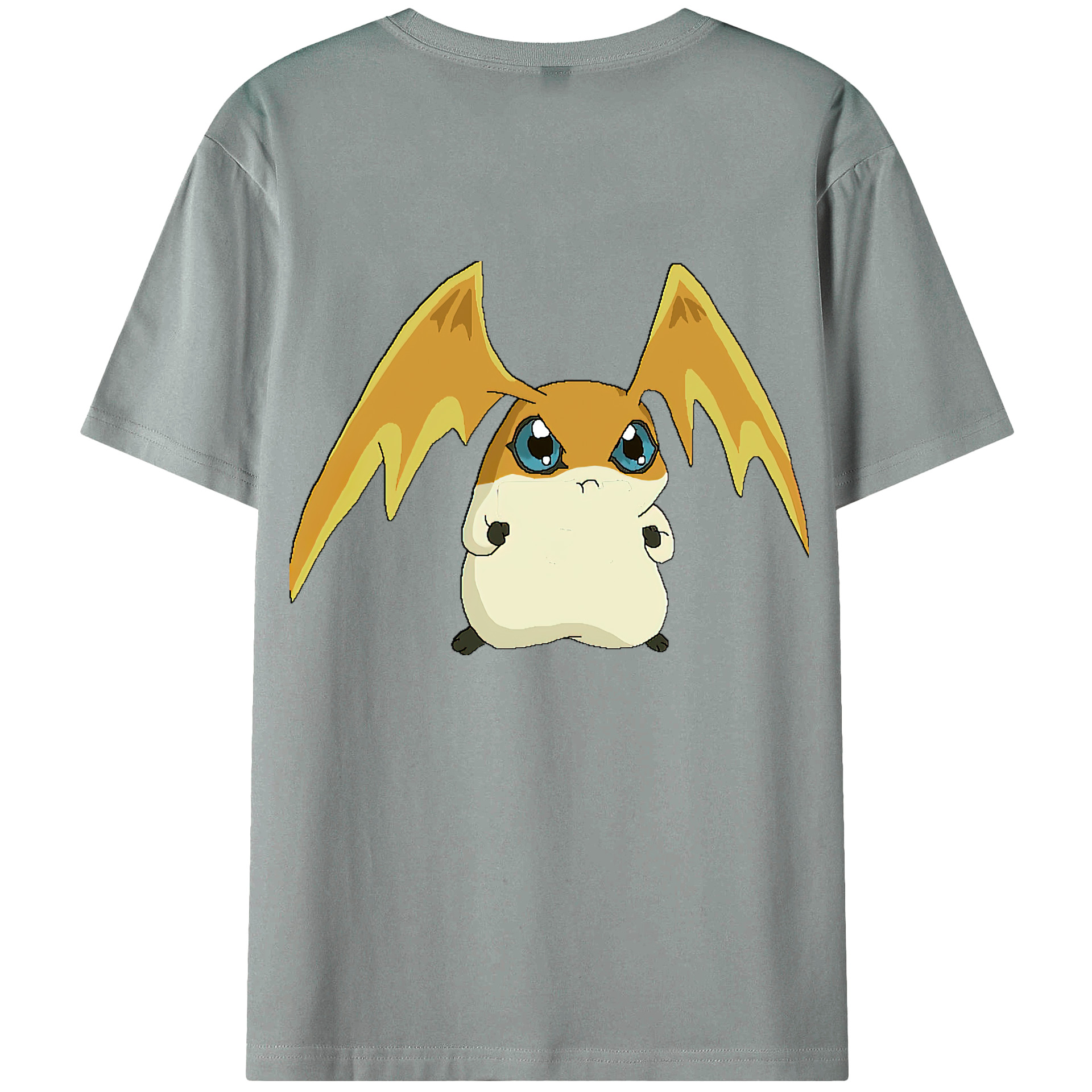 （画像用） Digimon デジタルモンスター/デジモン 綿100％ メンズ半袖Tシャツ（バックプリント） 通気性